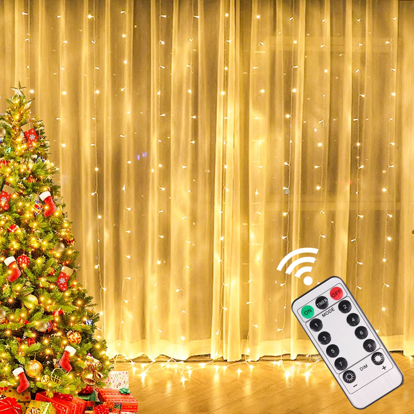 Festive Christmas Curtain Lights Garland – Holiday Home Decorations & Ornaments