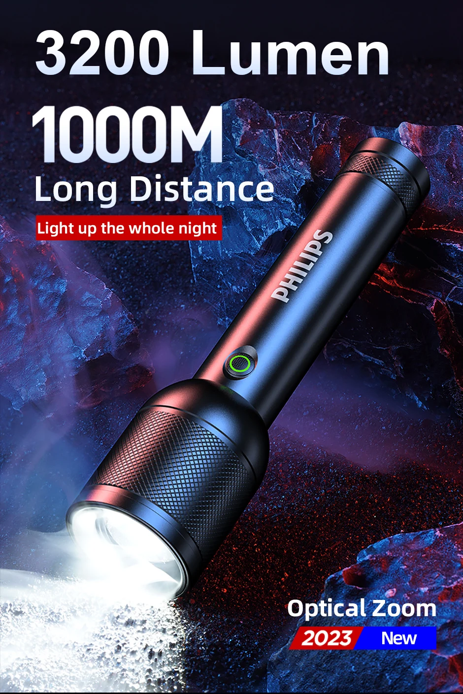 Philips SFL6168 Optical Zoom LED Flashlight description image