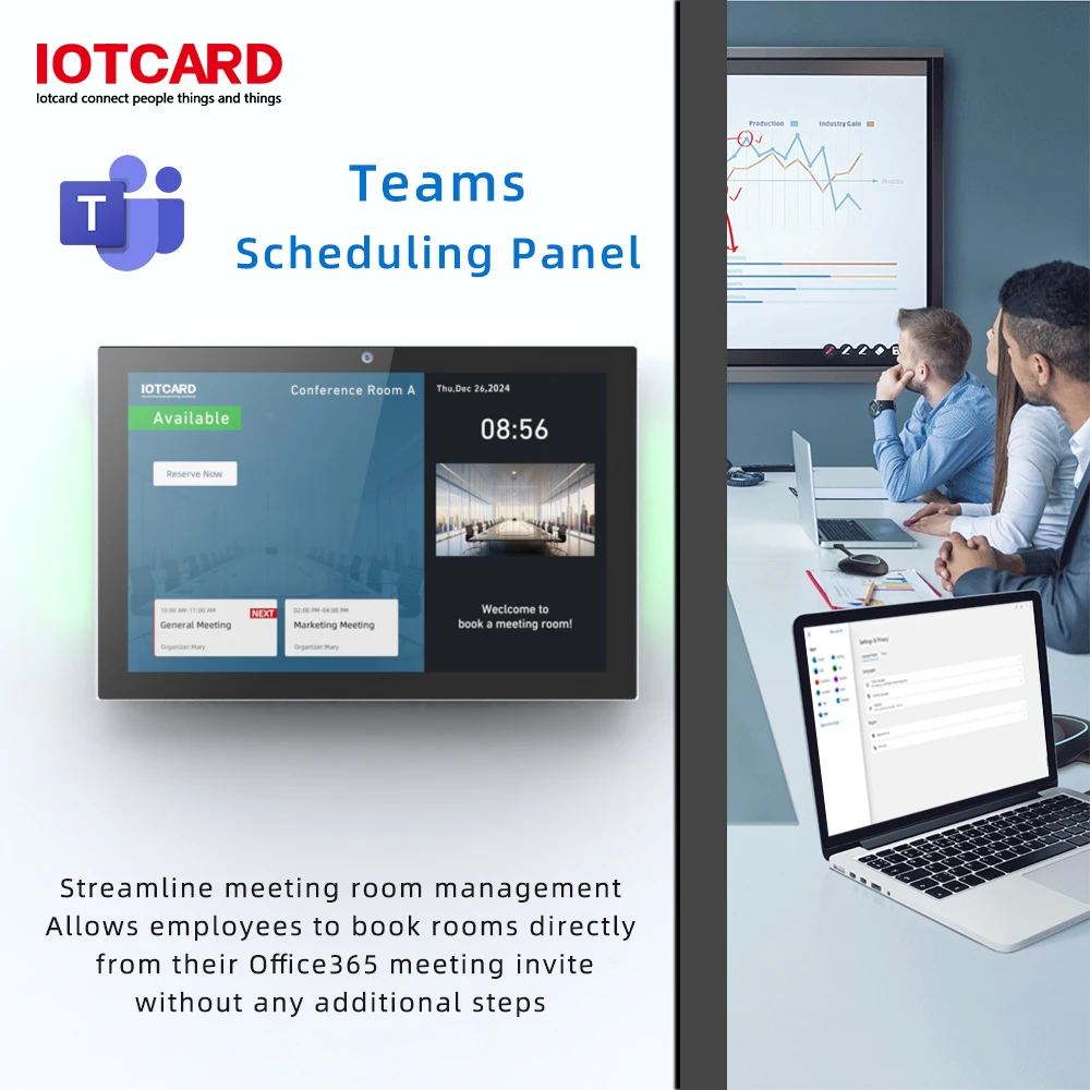 Teams Scheduling Panel 10.1-inch Meeting Room Tablet Conference Booking System Android11 Tap Scheduler LED Light PoE WIFI Camera