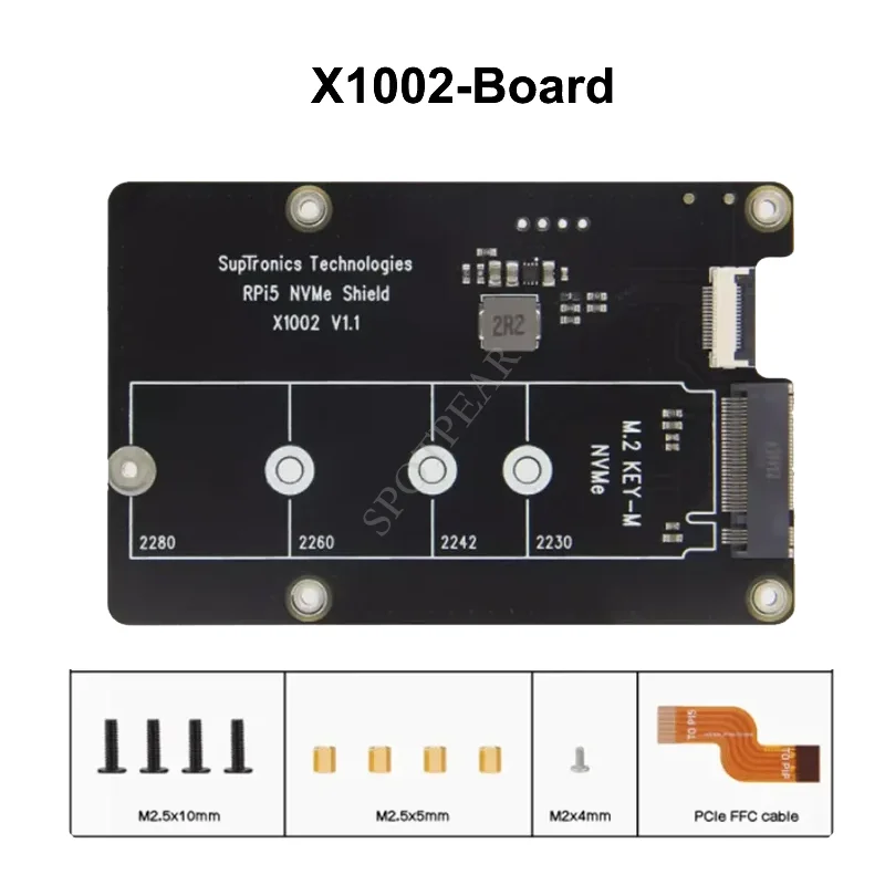   5 PCIe to M.2 NVMe SSD  , HAT Pi5 2280, X1002