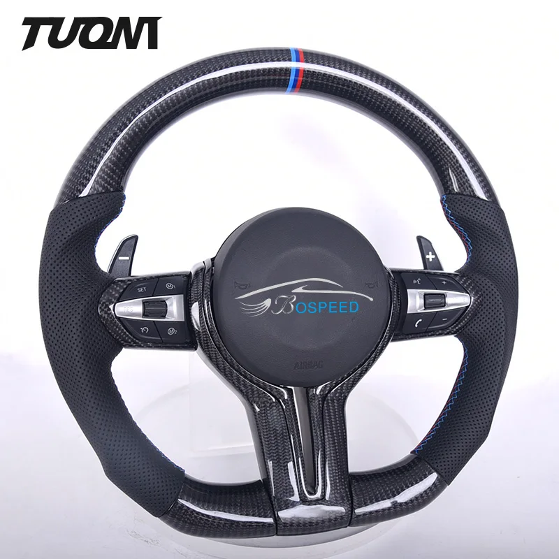 

Руль из углеродного волокна F M для Bmw F30 F10 F44 F15 M3 M5 M1 E92 E90 E36 G20 G80 G70 X3m 535i i8, автомобильный спортивный светодиодный плоский низ