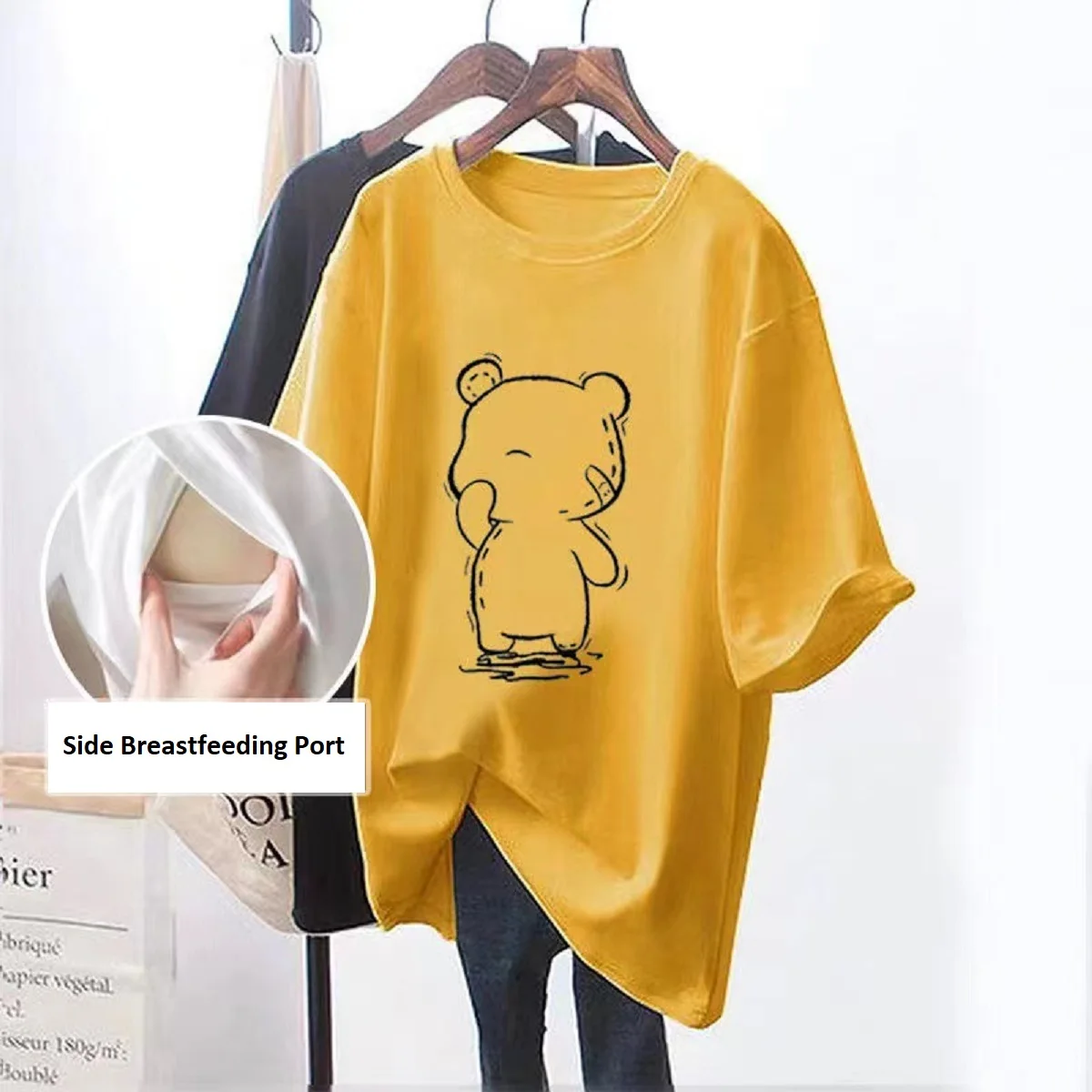 Maternity Clothes Short Sleeve Breastfeeding Top Casual Pregnant Women Side Ruched Nursing Tees T-Shirt Pregnancy Nursed Blouse