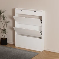 Narrow Shoe Cabinet with 3 Flip Drawers, Shoe Storage Cabinet for Entryway 4-Tiers Freestanding Shoe Cabinet Organizer Shoe Rack 2