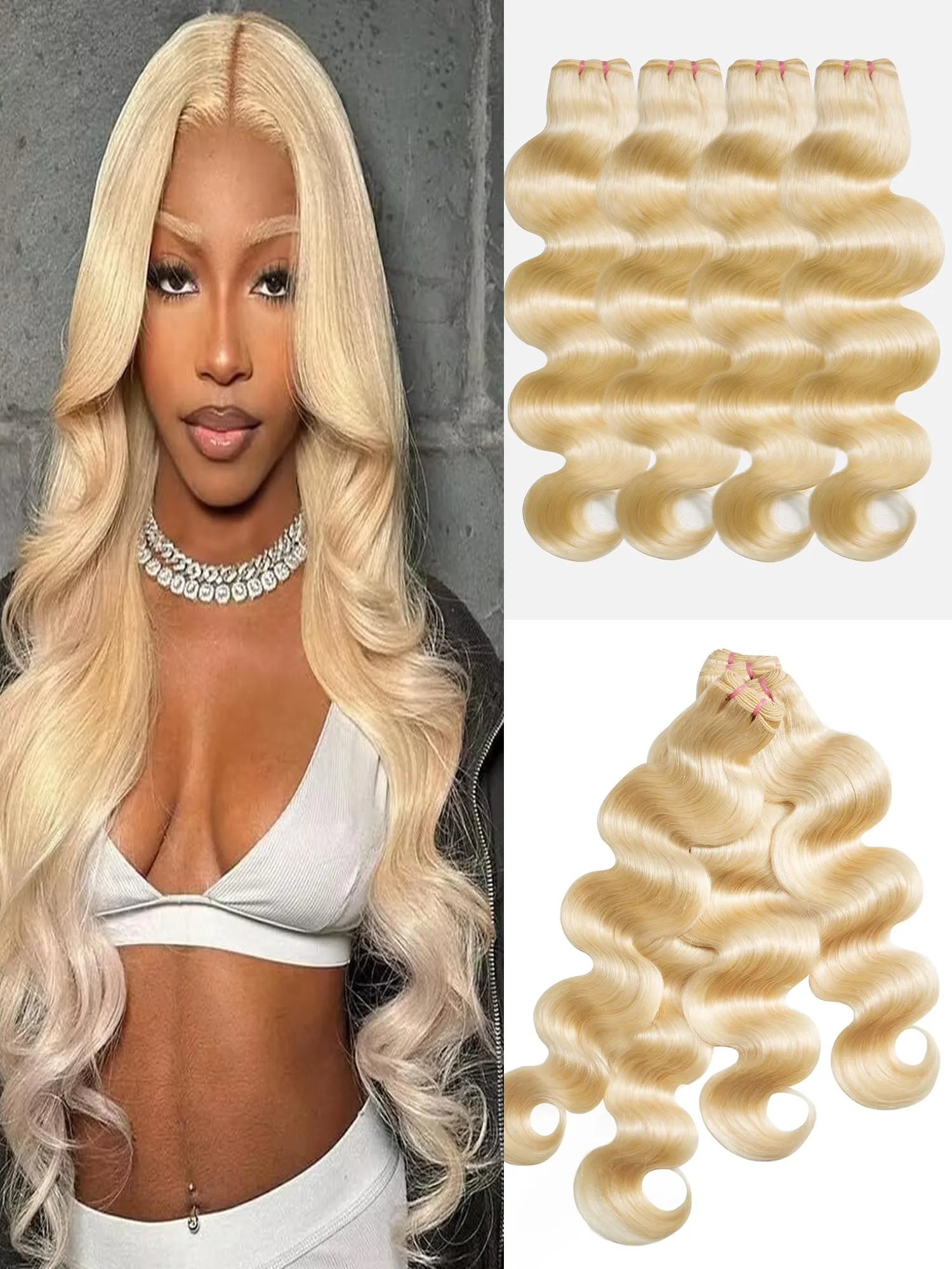 613 Bundles Human Hair Blonde Body Wave Bundles Brazilian Unprocessed Virgin Hair 3 22 24 26 Inch Extension