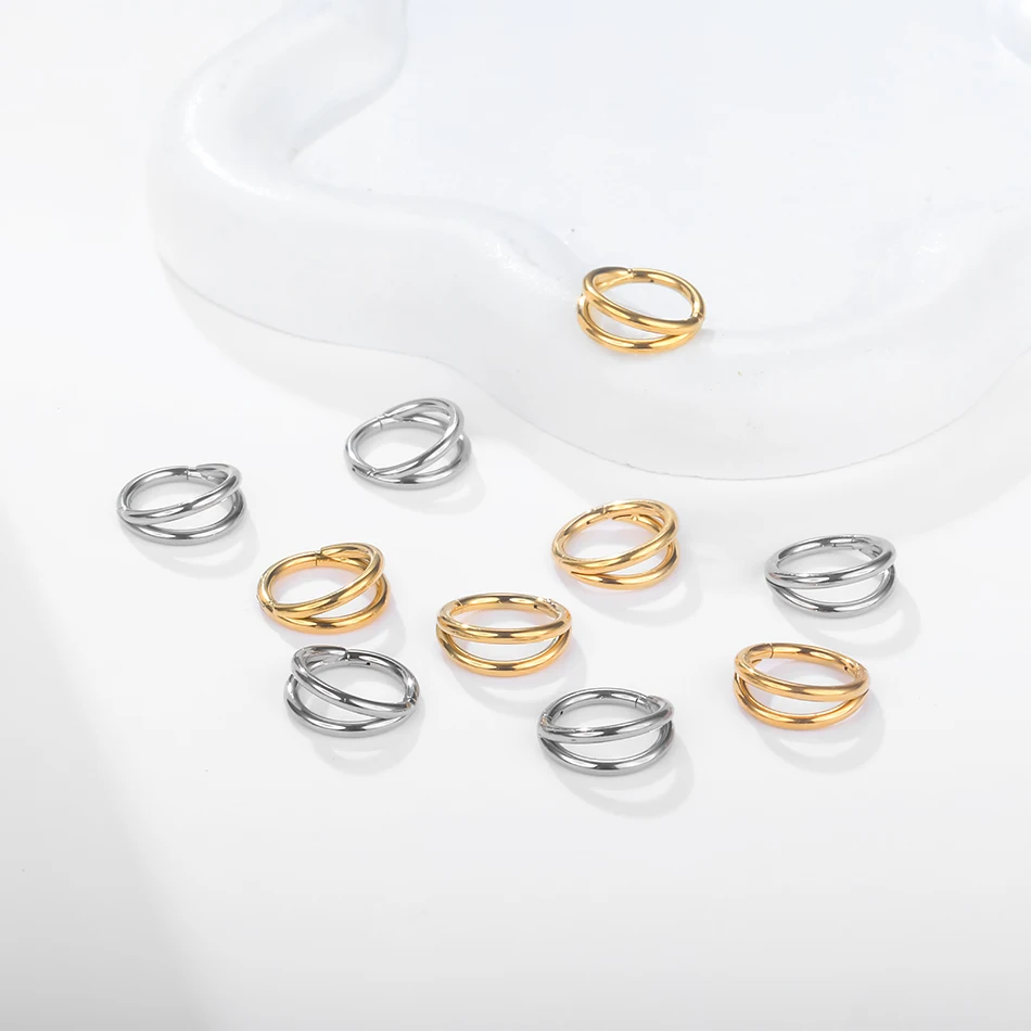 Titanium Nose Ring 1/5pcs Double Hoop 20G 18G 16G Septum Clicker Hinged Segment Ring Ear Cartilage Conch Tragus Helix Jewelry