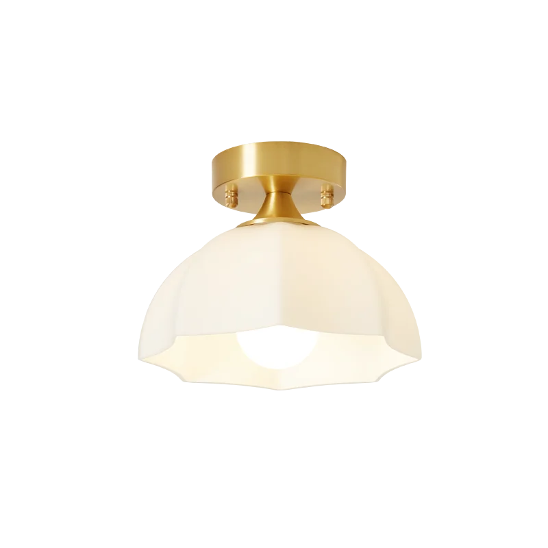 

High-end home light luxury copper light body glass ceiling light