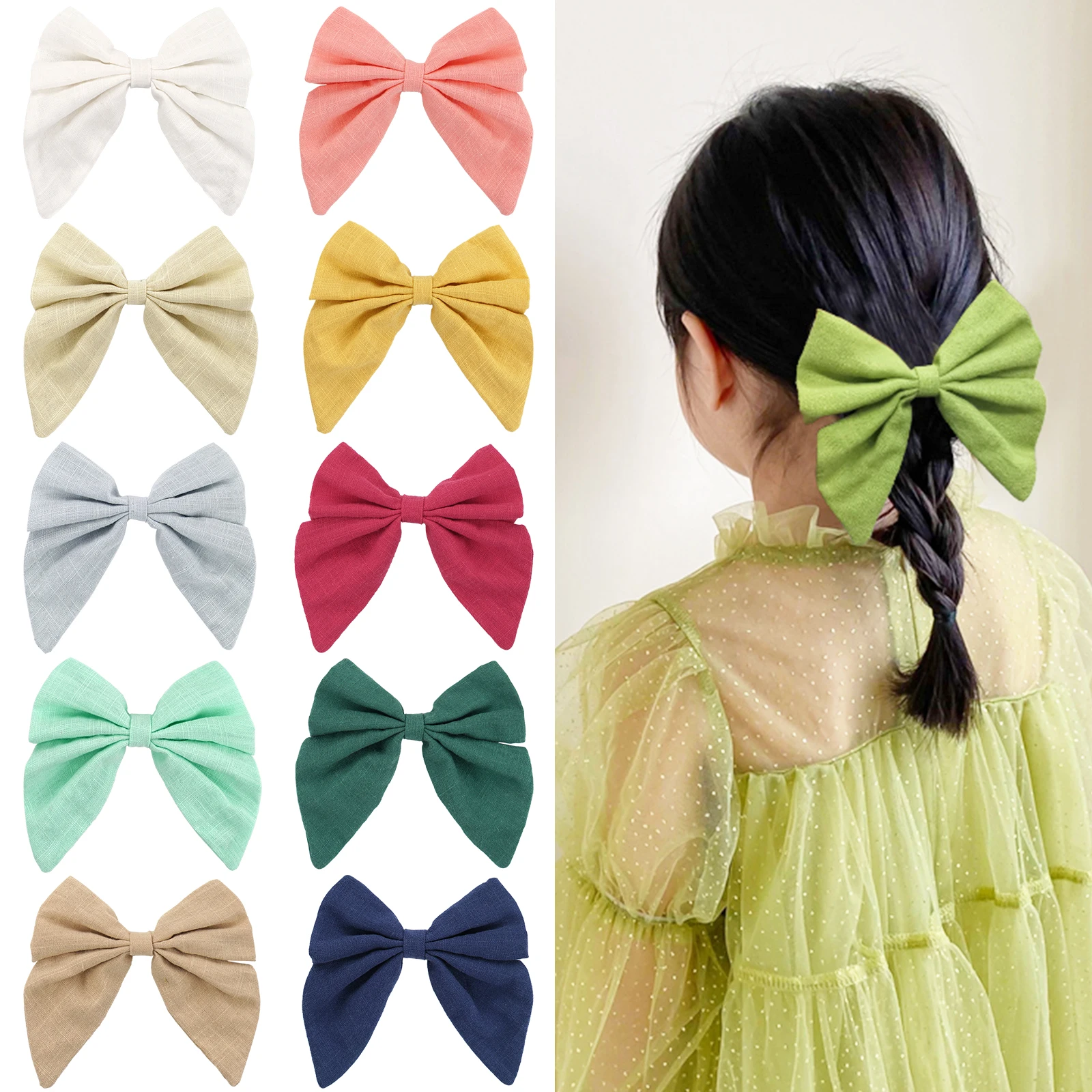 

10PCS Girl Hair Clips Bow Headgear Girl Hair Accessories Kids Children Hairpins Gifts Wholesales Support Choose Color