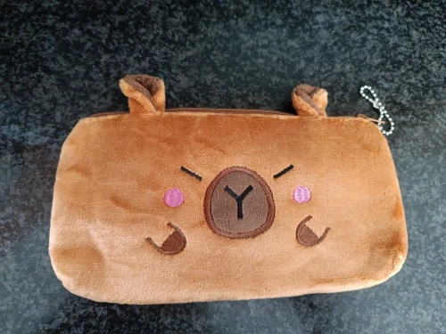 Lindo estuche de lápices de felpa Capibala, estuche de lápices de gran capacidad, capibara, bolsa de almacenamiento de oficina, papelería para estudiantes, útiles escolares photo review