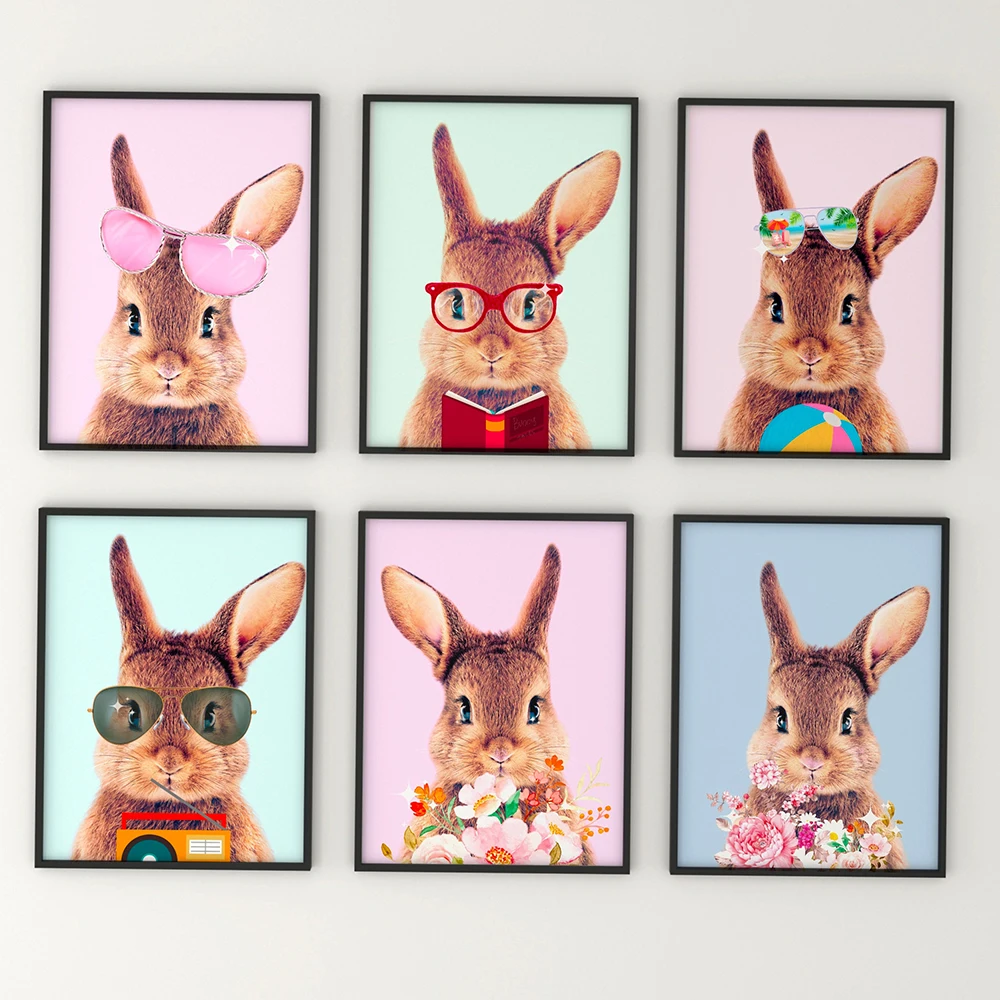 Nordic Poster Rabbit Baby Room Decor Wall Painting Baby Rabbit