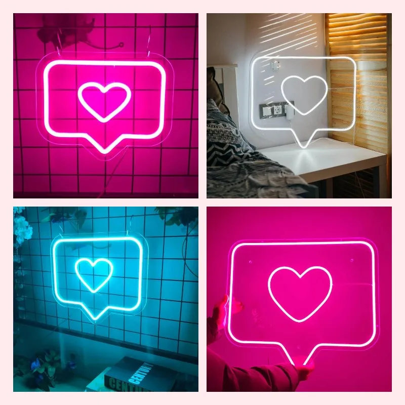 

Custom Acrylic Neon Signs Like Ins Heart LED USB Neon Lights for Wall Bedroom Home Photo Studio Decoration Neon Gift Lamp