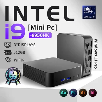i9 Mini Computer  Intel Core i9 8950HK 16GB DDR4 1/2TB SSD PC Windows 11 UHD Graphics Pocket PC 4K HD Mini Gaming Pc Desktop