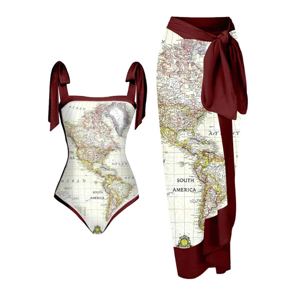 

Female Retro Swimwear Printed Beachwear Holiday Beach Dress Designer Bathing Suit Cover Ups Summer Surf Wear