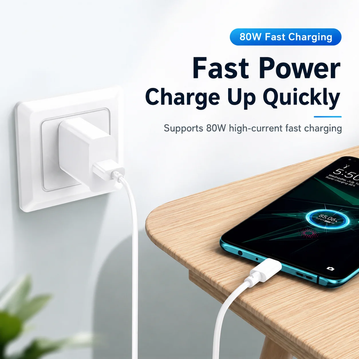High-Speed Durable USB-A to USB-C Charging & Data Cable - Tangle-Free White Cord
