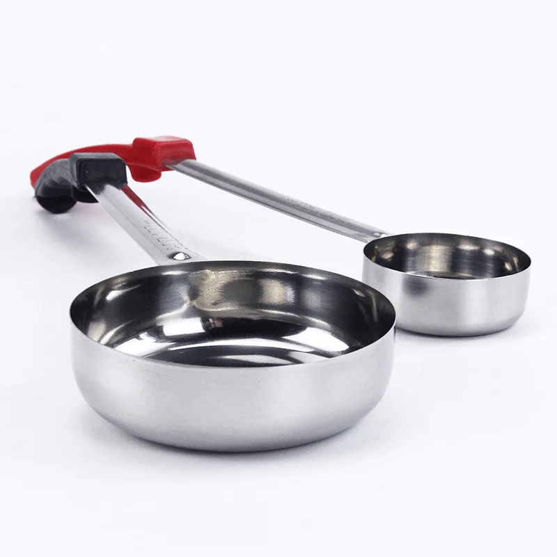 SHANGPEIXUAN Stainless Steel Pizza Sauce Spoon with Long Rubber Handle Anti-Hot Pizza Spread Ladle Measuring Spoon Tools
