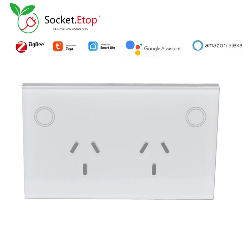 

NEW Arrival Zigbee Inwall Sockets AU Standard Dual Power Smart Home Google Control Alexa Wireless Tuya App