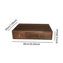 Compact Wooden Desktop Organizer with Drawer Storage for Office, Home, or Bedroom Decor (2 Drawer)