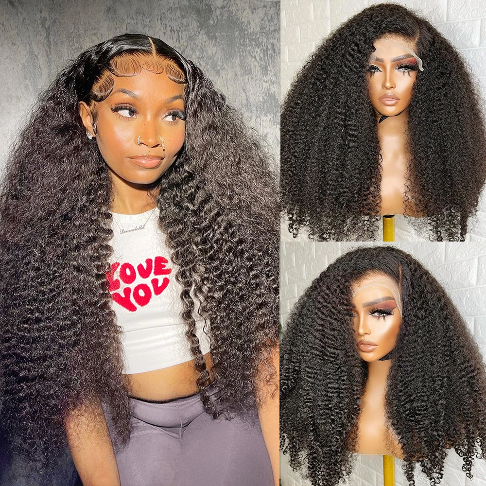 13x6 13x4 HD Lace Frontal Wig 360 Full Lace Wig Kinky Curly 30 Inch Lace Front Wig Human Hair Glueless Wig Deep Wave Frontal Wig 4