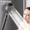 High Pressure Shower Head 5 Modes Adjustable Showerheads with Hose Water Saving One-Key Stop Spray Nozzle Bathroom Accessories 1