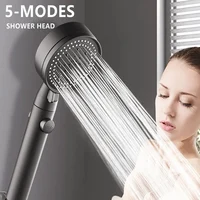 High Pressure Shower Head 5 Modes Adjustable Showerheads with Hose Water Saving One-Key Stop Spray Nozzle Bathroom Accessories 1