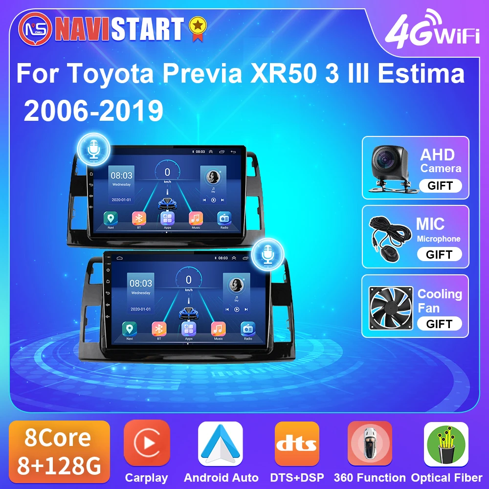 

NAVISTART T5 Car Radio For Toyota Previa 3 III XR50 Estima 2006-2019 Android 10 GPS Navigation 4G WIFI Carplay Player DVD 2 Din