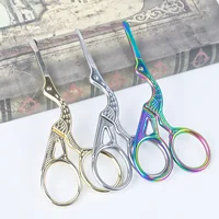 Rounded Tip Stork Scissors, Stainless Steel, Vintage Design, Beauty Grooming for Eyebrows, Facial Hair, Dry Skin, Nose Hair 1