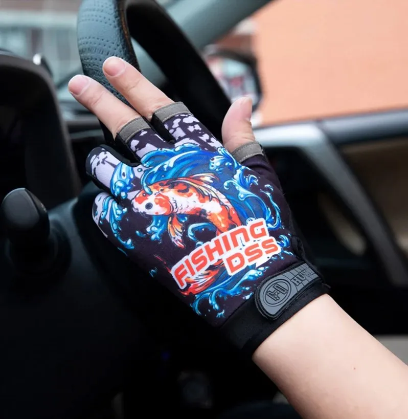 Fishing Gloves Anti-Slip Breathable Three Finger Sports Cycling Gloves