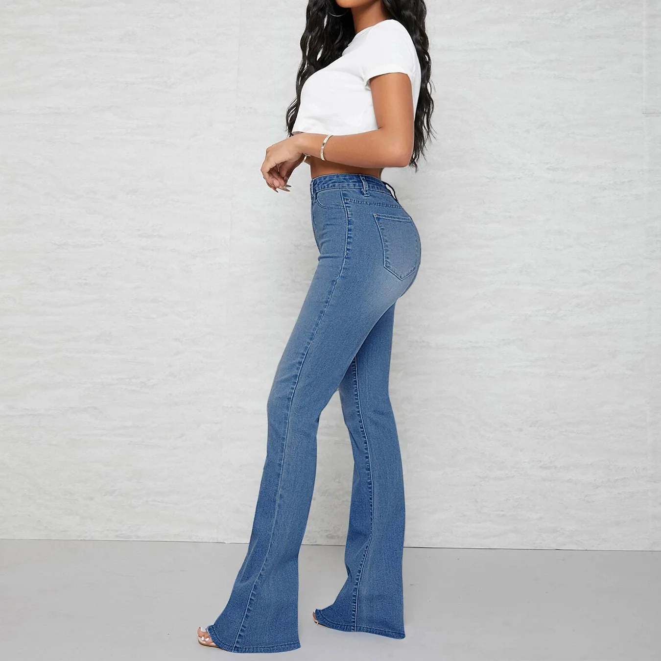 A5935e89bc6254daaa7e8b992fbc09558w Fall New High Waist Boot Cut Jeans For Women Fashion Stretch Skinny Denim Flared Pants Casual Slim Female Trousers S-2XL Mallzona