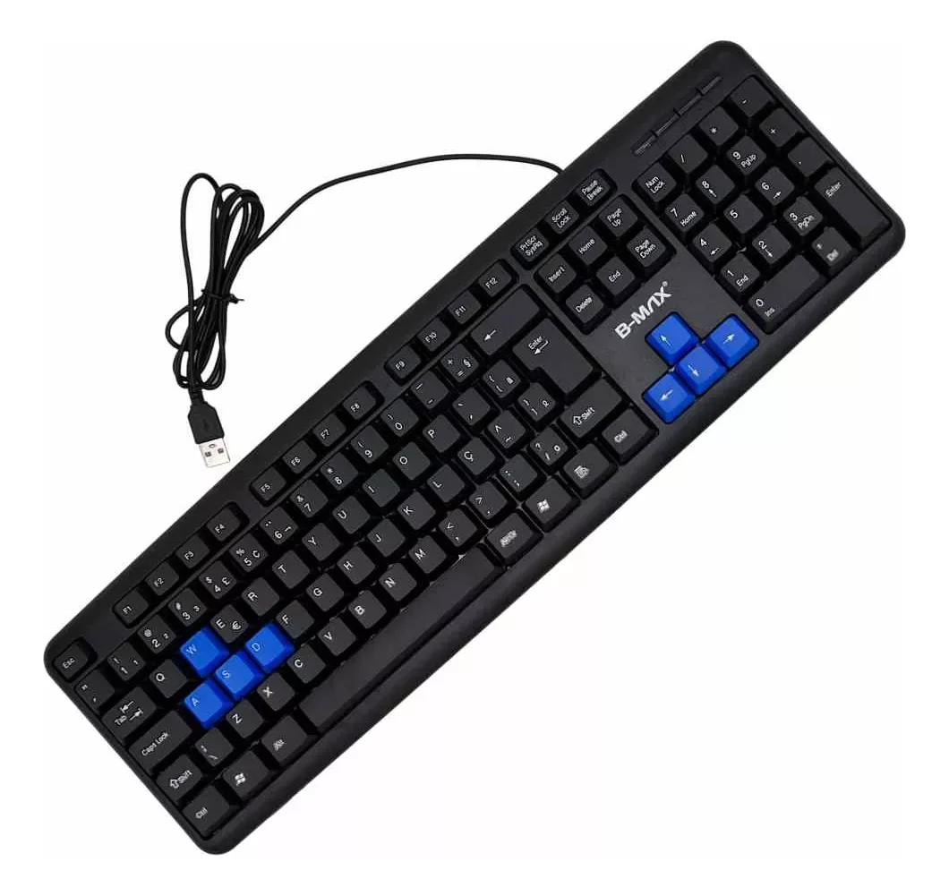 Teclado Preto Com Fio USB Padrão ABNT2 ABS T2 2,4 GHz Design Confortável Ergonômico Moderno Para Computadores Pc Notebooks