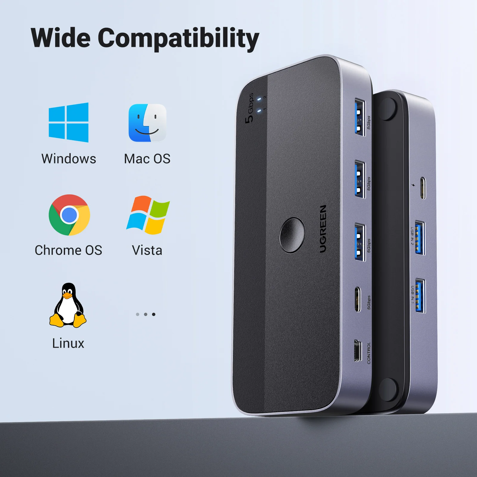 Ugreen-usb 3.0 Kvm Switch para pc Teclado Mouse Impressora Pcs Dispositivos - Imagem 4