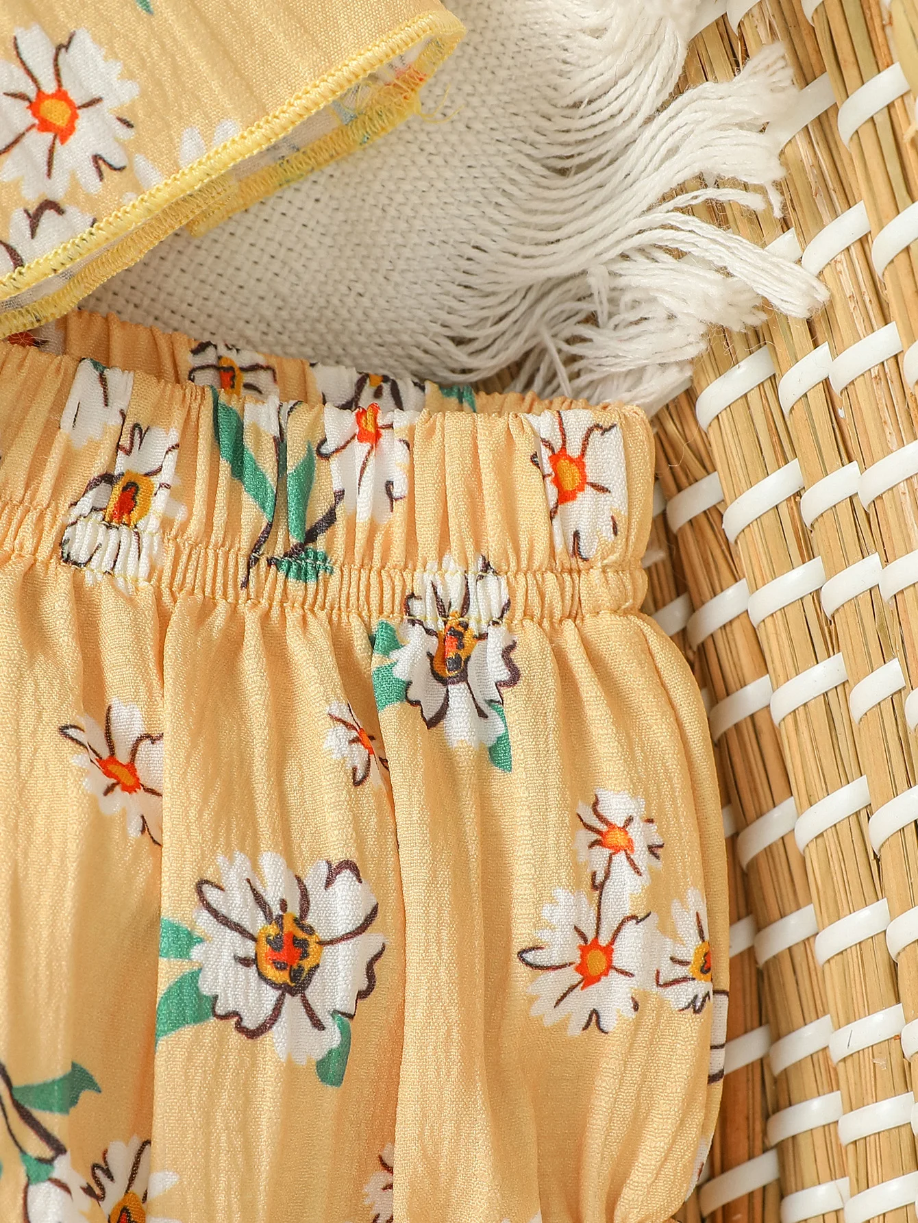 Baby Girls Cute Autumn Chrysanthemum printed sleeveless summer leisure two-piece set 5