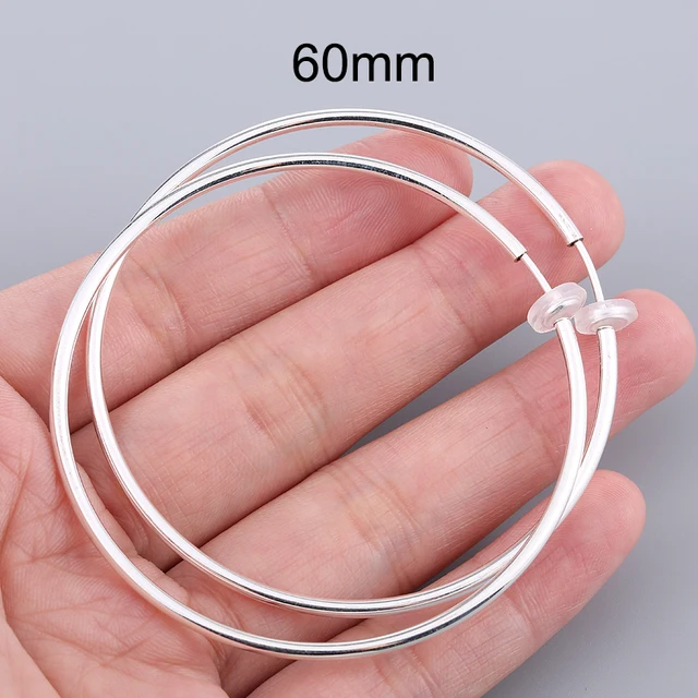 1 Pair Gold Silver Punk Hoop Earrings For Couple Fake Hoops Ear Clip Earrings Without Holes Ear Cuffs For Non Pierced Ears Silver 60mm