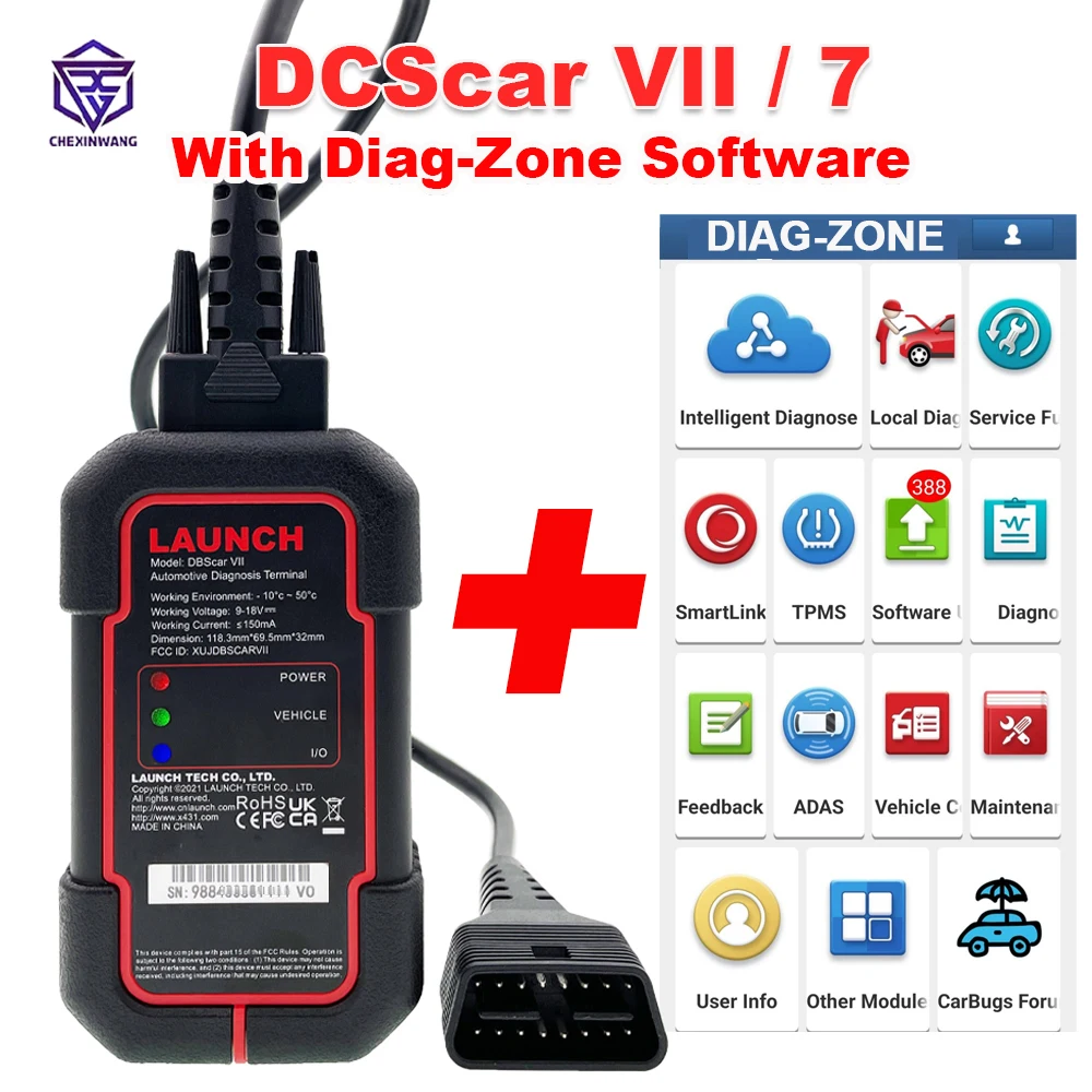

Launch X431 DBScar VII DBScar7 with Diag-Zone Software DBSCAR Code Scanner Bluetooth Connector Support Doip and CAN FD Protocol