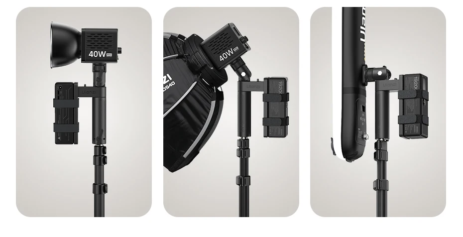 Light Handle Grip Light Stand with Power Mount Angle Adjustable for Fill Light C