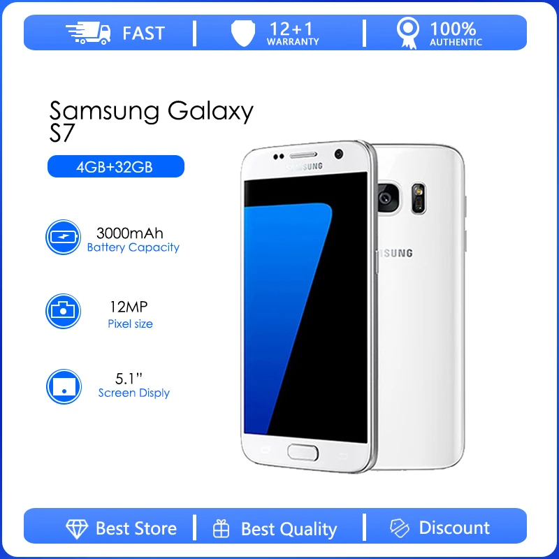 sensor Slijm snap Samsung Galaxy S7 G9300 Refurbished-Original Unlocked G930FD G930W8 5.2"  Smartphone 3GB RAM 32GB ROM LTE 20MP 2160p Cellphone - AliExpress