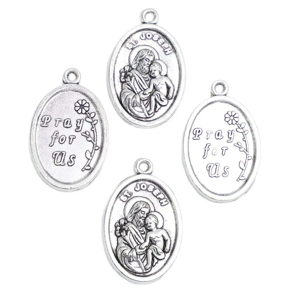 100pcs of St. Joseph with Child Pray For Us Religious Medal Pendant 2
