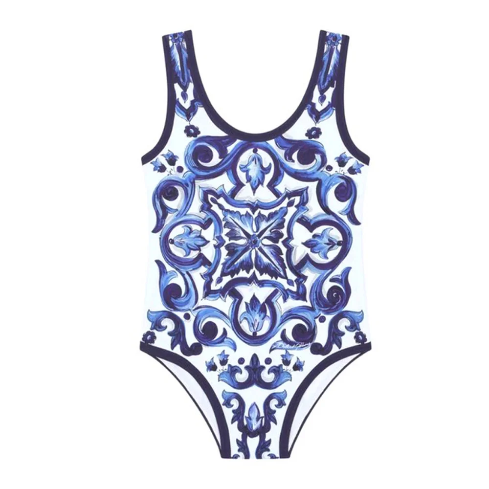 Women One Piece Swimsuit & Skirt Blue Holiday Beachwear Vintage Swimwear Female Retro Designer Bathing Suit Surf Wear Summer for one piece swimsuit