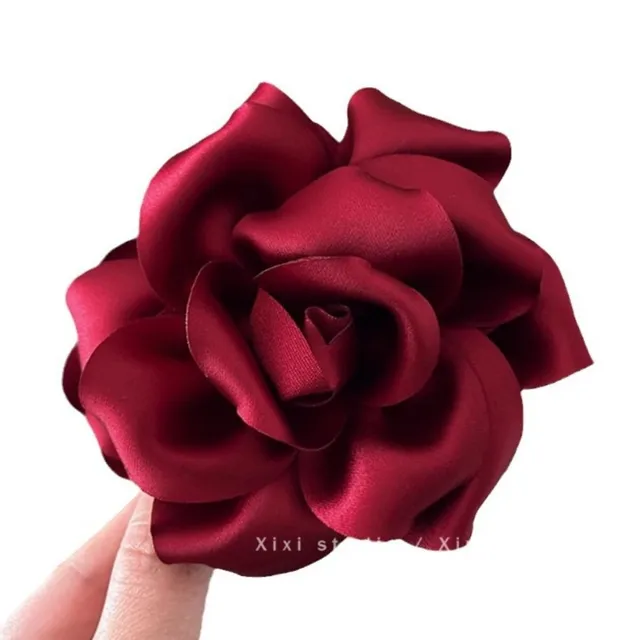 French Luxury Red Rose Shark Clip 3D Flower Hair Claw with Anti-Slip Design Hair Claw for Thick/Thin Hair 6