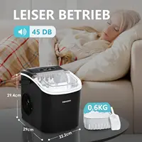 Petite machine à glaçons noire, 9 dés en 6 min, 12kg/24H, autonettoyante et portable pour cuisine/bureau/bar 3