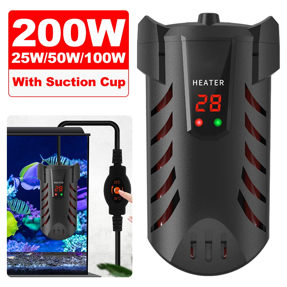 2550100200WFishTankHeatingRodDigitalDisplayAquariumHeater