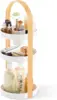 White/natural cosmetic organizer. Compact 50x19x19cm size. Sleek and functional for vanity storage. 1