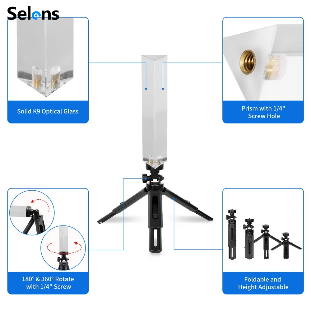 Selens Photography Prism with 1/4'' Vlogger Photography Crystal Ball Optical Glass Magic Photo Ball Studio Accessory