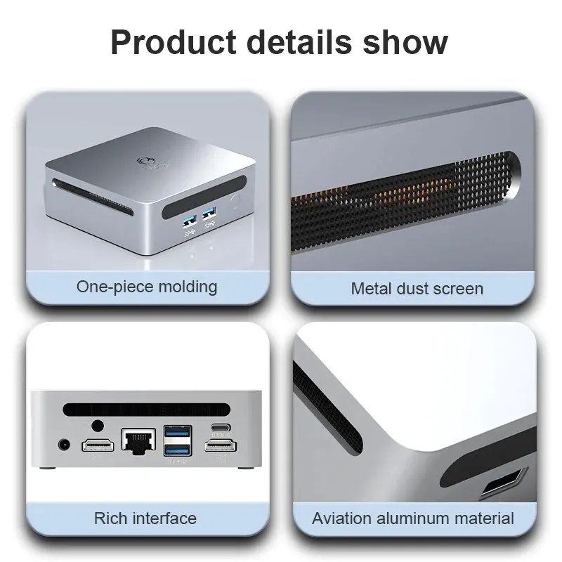 2025 Mini PC AMD Ryzen 7 7730U 9 5900HX Mini Computer with AMD Radeon Graphics Dual 4K Display/ 4*USB/Type-C Home/Office/Gaming 3