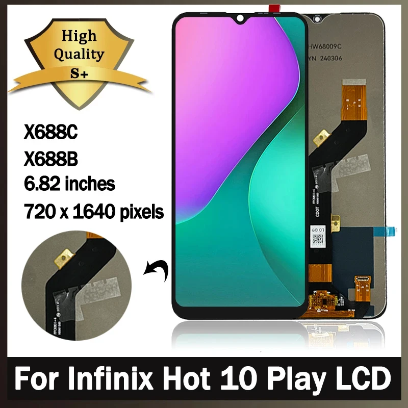 

6.82'' Original LCD For Infinix Hot 10 Play LCD X688C X688B Display Touch Screen Digitizer Assembly Repair Replacement Parts