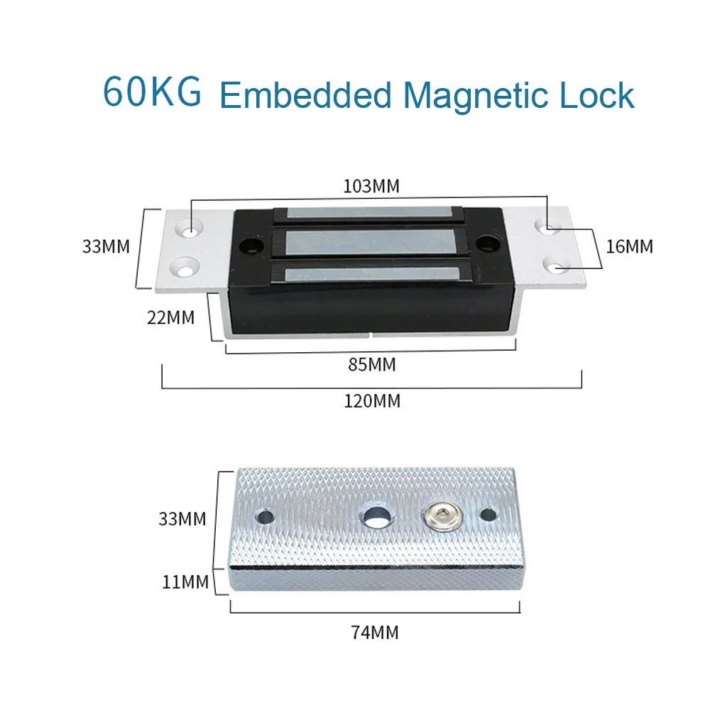 DC12V 60KG 130Lbs Holding Force Mini Access Control Electric Magnetic Lock Side