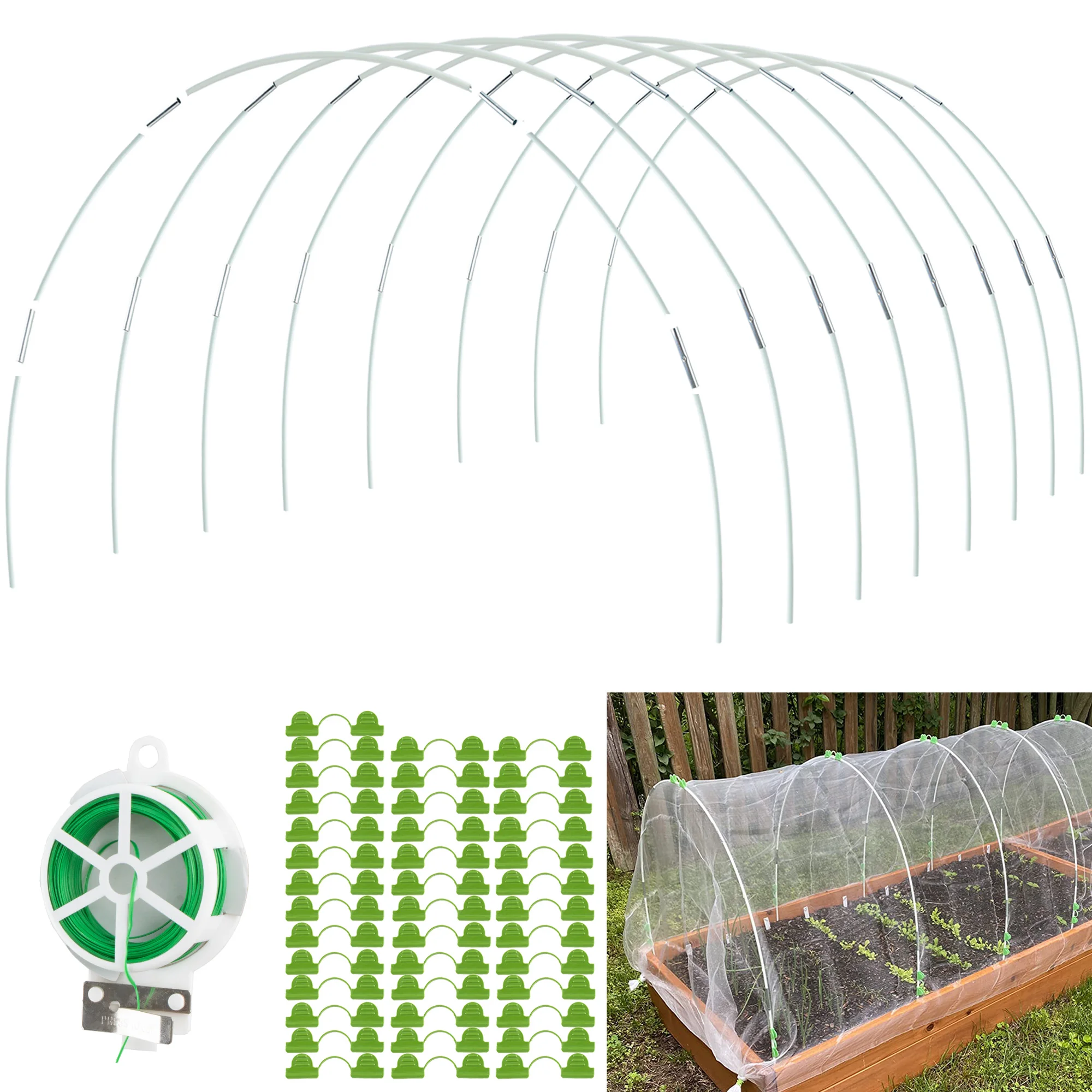 40Pcs Garden Hoops for Netting Tunnel, Garden Hoops Greenhouse Frame Flexible Tunnel Arch Crop Protection for Raised Beds