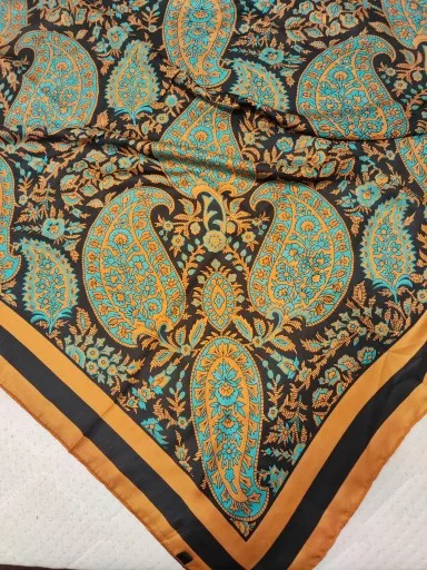 Elegant Long Headband Yellow Floral Silk Scarf photo review