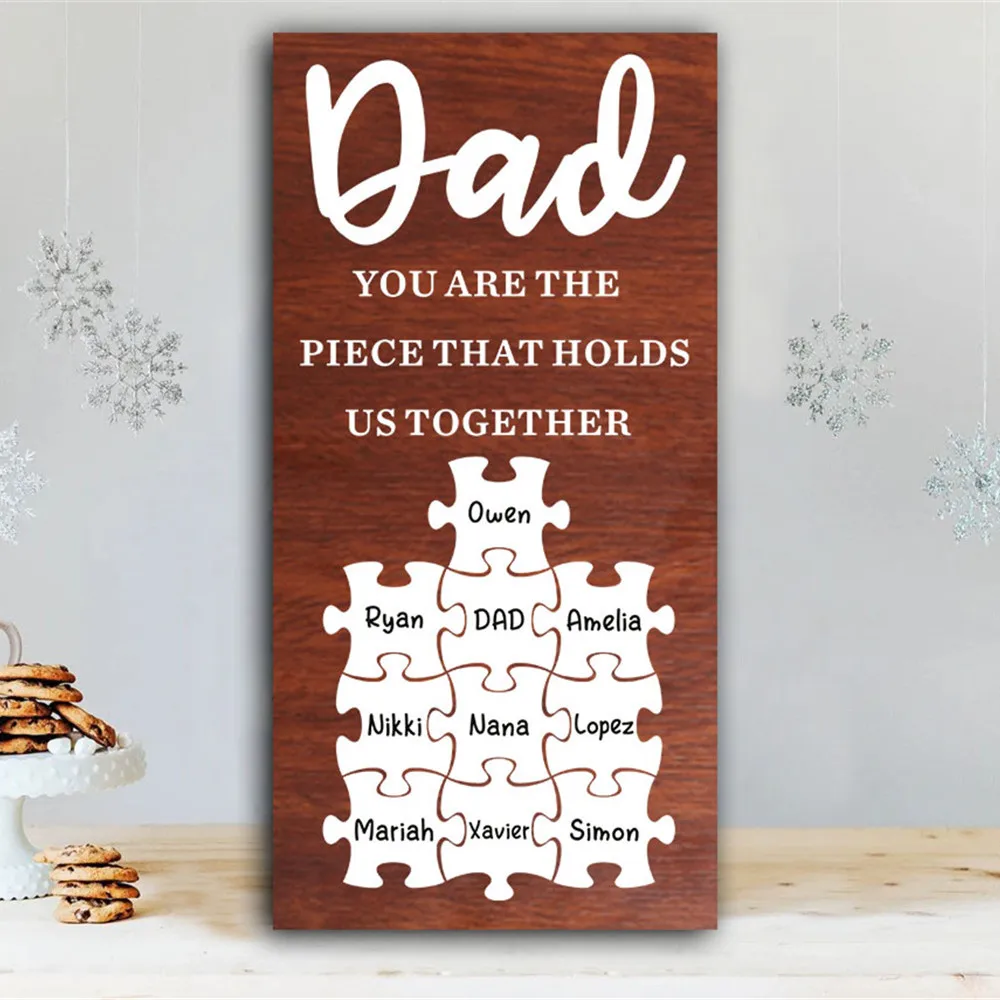 Personalized Father's Day Puzzle Wood Plaque Decor Customized Family