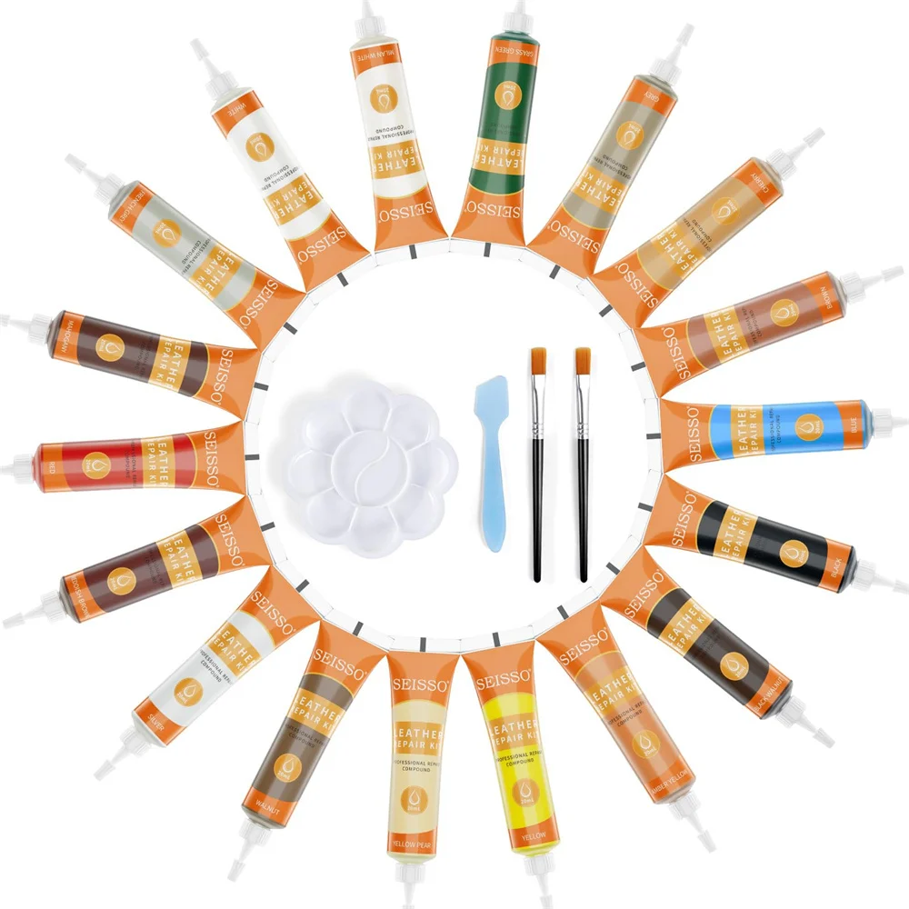 18Colors Leather Repair Kit for Furniture Repair Refurbishing Upholstery Couch Car Seat Shoes Convenient Leather Solution