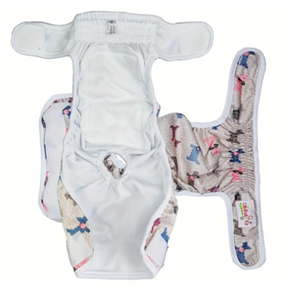 Washable Dog Diapers 2-Pack Physiological Pants Cartoon Print Diaper Reusable Sanitary Panties Nappy Belly Wrap for Female Dogs dog diapers pet diapers dog nappies