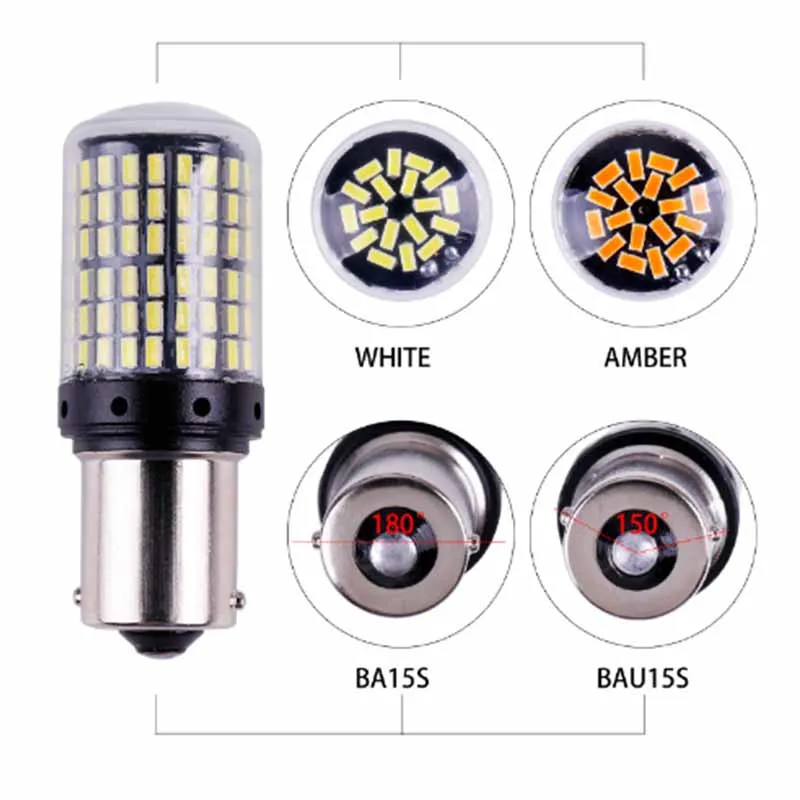 1156  õ LED , ÷ , 144smd LED Canbus , BA15S P21W BAU15S PY21W T20 7440 W21W 3157 1157 P21/5W, 2 